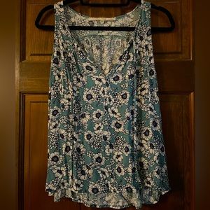 Fun2fun Teal Floral Tie Front Tank Top